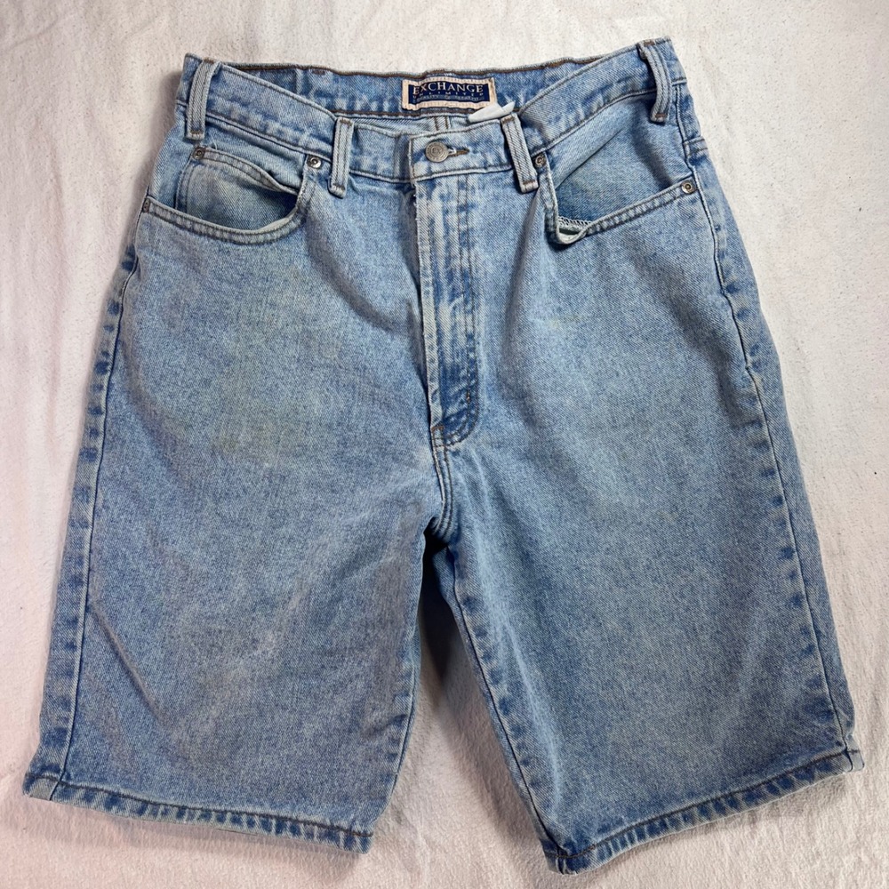 Vintage Exchange Unlimited Mens Light Wash Denim Shorts Relaxed Fit Size 31